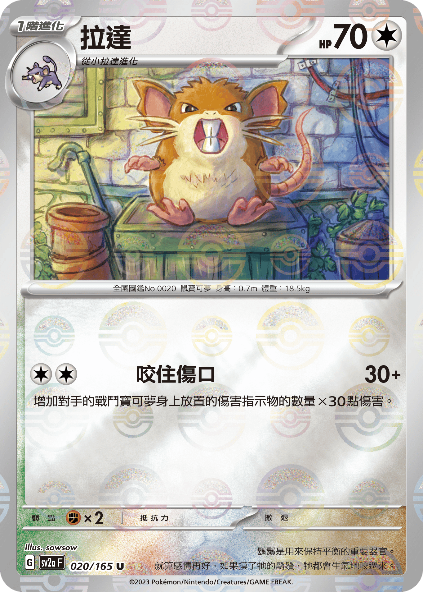 [鏡面閃版-精靈球]SV2aF 020/165 拉達 U