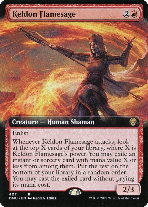 [Foil] DMU 407 Keldon Flamesage (Extended Art) R