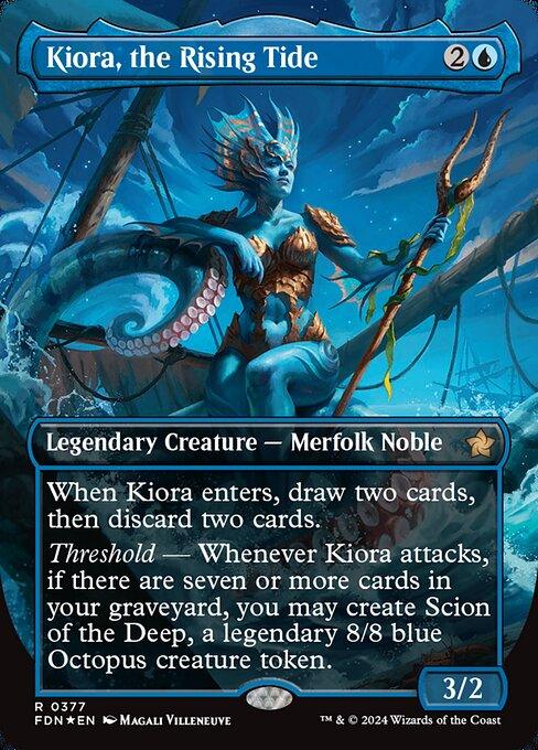 [Foil] FDN 377 Kiora, the Rising Tide (0377 - Borderless Mana Foil) R