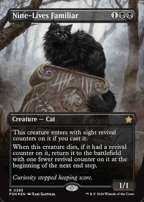 [Foil] FDN 385 Nine-Lives Familiar (0385 - Borderless Mana Foil) R