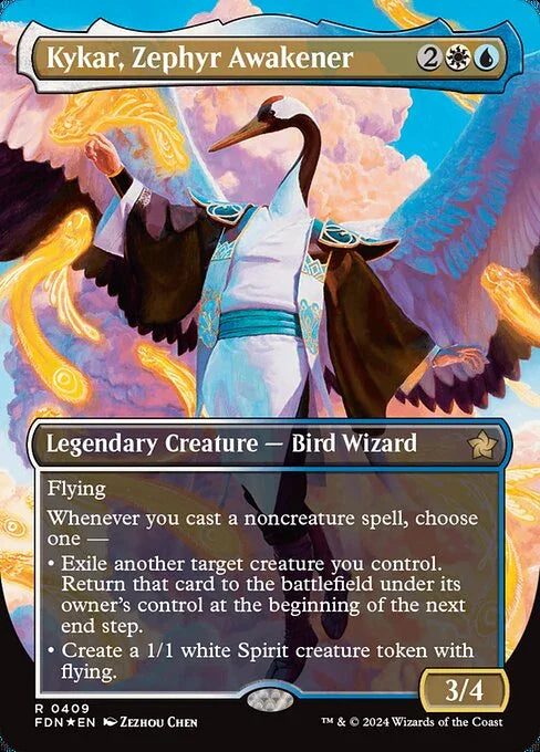 [Foil] FDN 409 Kykar, Zephyr Awakener (0409 - Borderless Mana Foil) R