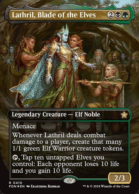[Foil] FDN 410 Lathril, Blade of the Elves (0410 - Borderless Mana Foil) R