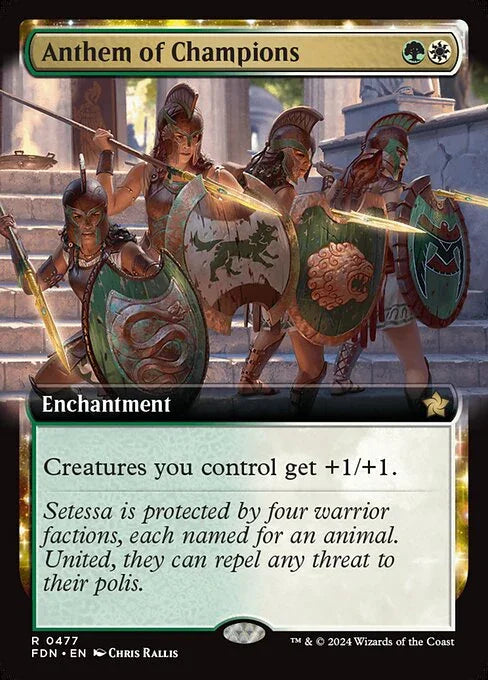 [Foil] FDN 477 Anthem of Champions (0477 - Extended Art) R