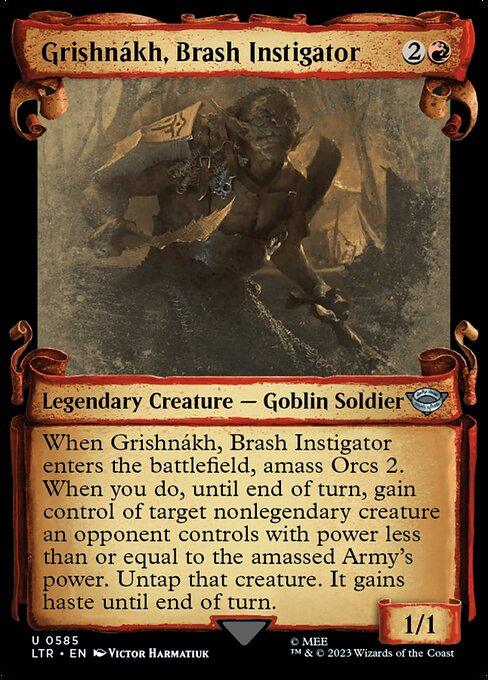 [Foil] LTR 585 Grishnakh, Brash Instigator (0585 - Scroll Showcase - Silver Foil) U