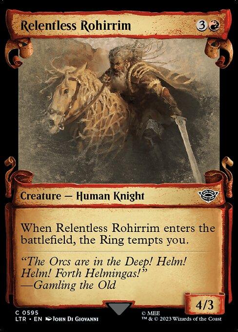 [Foil] LTR 595 Relentless Rohirrim (0595 - Scroll Showcase - Silver Foil) C