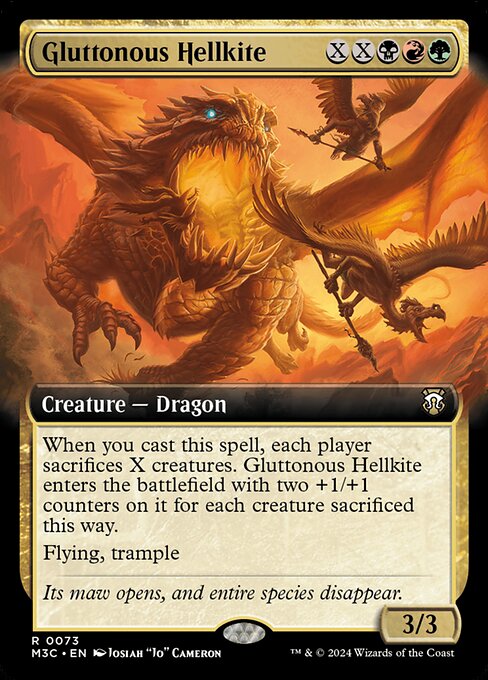 [Foil] M3C 073 Gluttonous Hellkite (0073 - Extended Art Ripple Foil) R