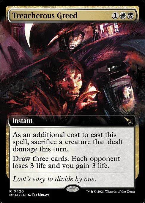 [Foil] MKM 420 Treacherous Greed (Extended Art) R