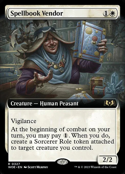 [Foil] WOE 327 Spellbook Vendor (Extended Art) R