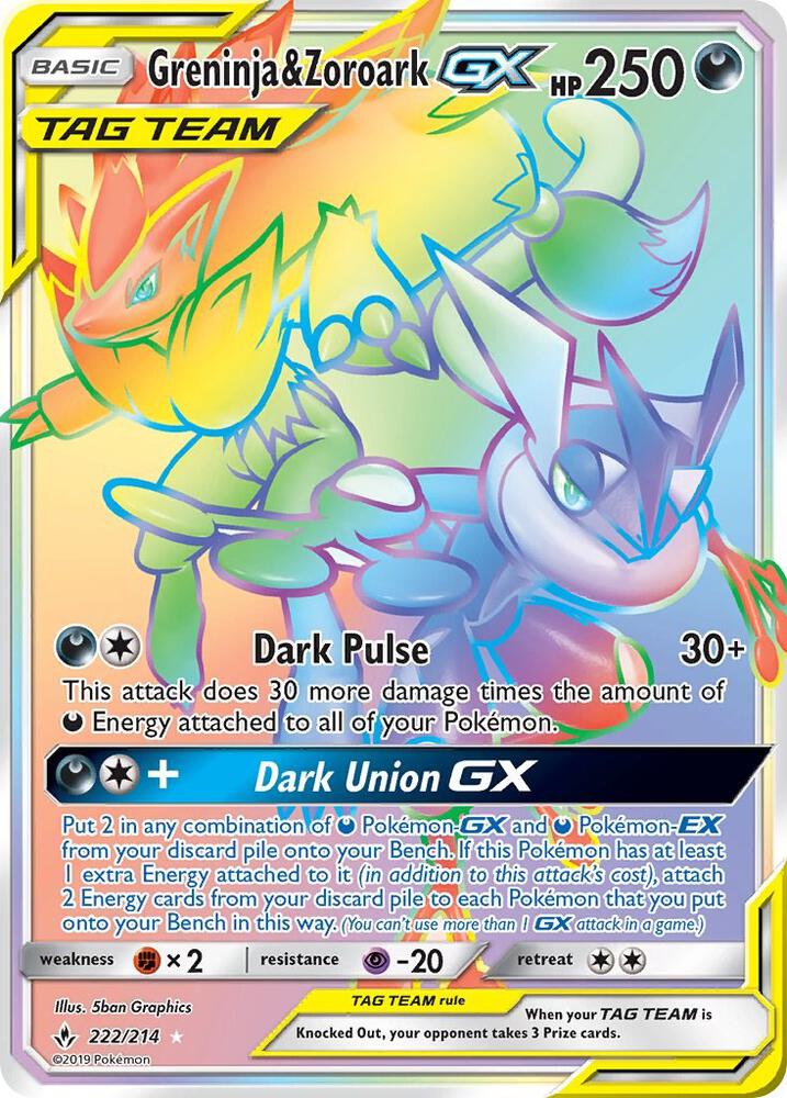 UNB 222/214 Greninja & Zoroark GX SR