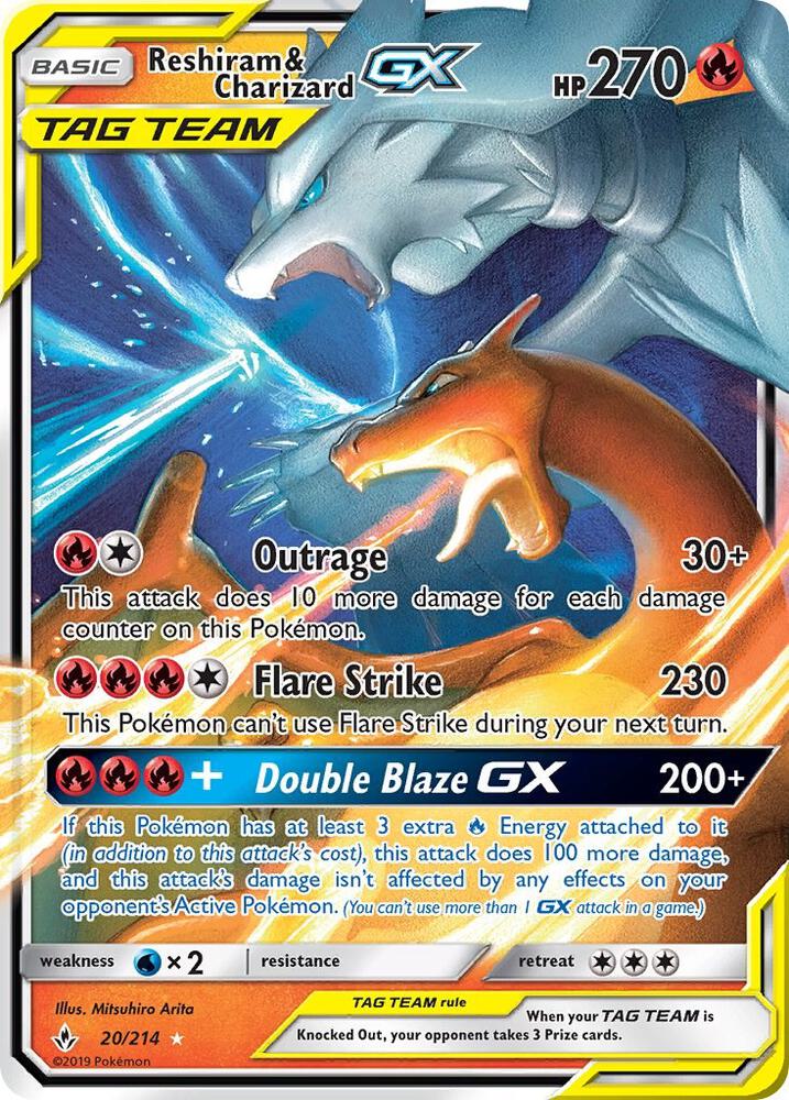UNB 20/214 Reshiram & Charizard GX SR