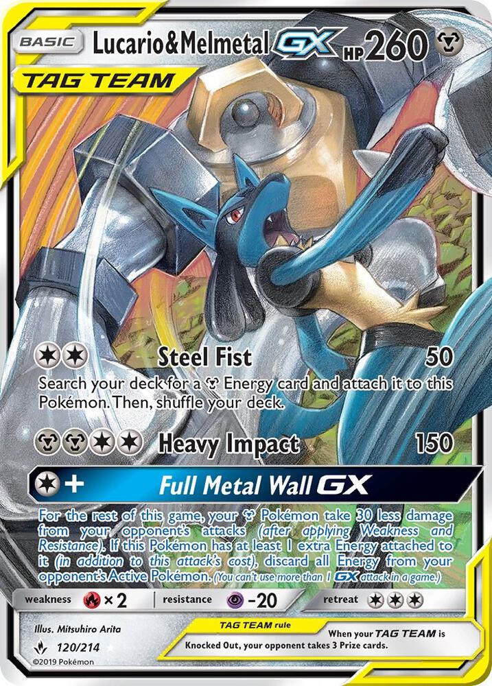UNB 120/214 Lucario & Melmetal GX SR