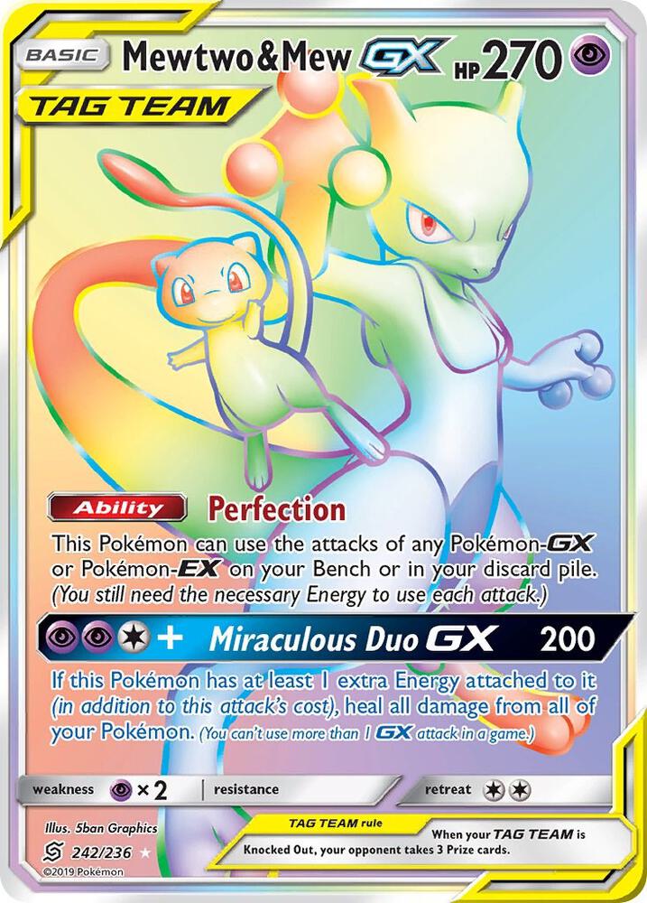 UNM 242/236 Mewtwo & Mew GX SR