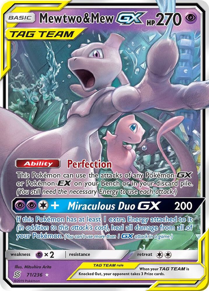 UNM 71/236 Mewtwo & Mew GX SR