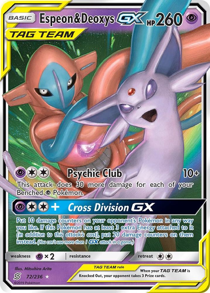 UNM 72/236 Espeon & Deoxys GX SR