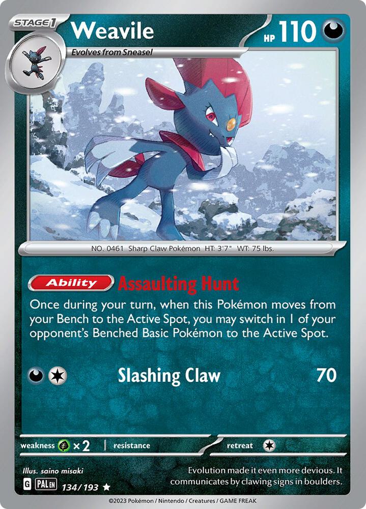 [Reverse Holo] PAL 134/193 Weavile R