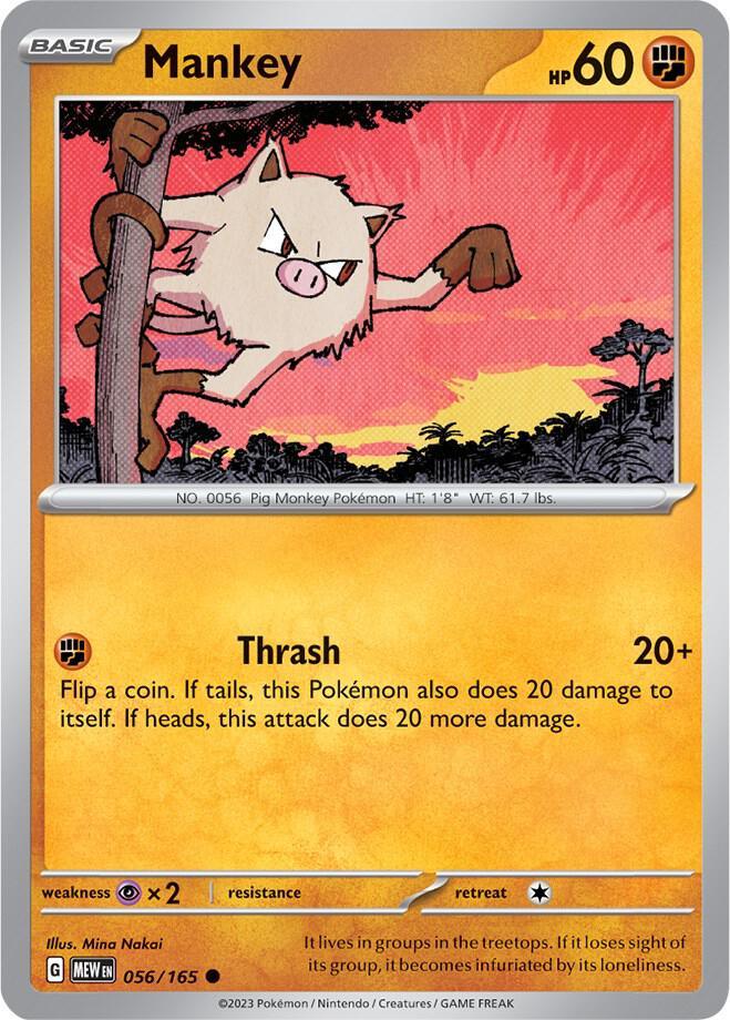 [Reverse Holo] MEW 056/165 Mankey C