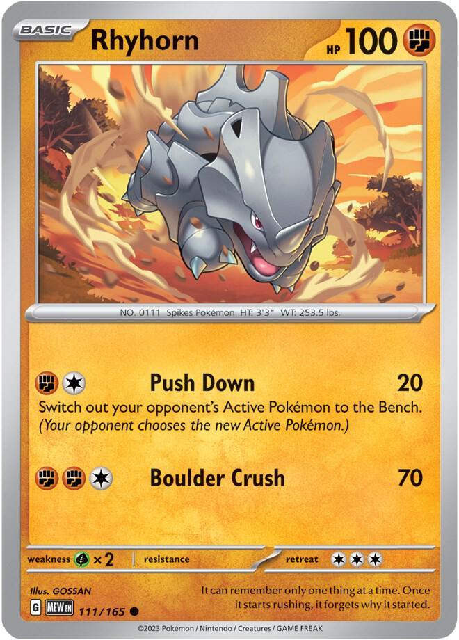 [Reverse Holo] MEW 111/165 Rhyhorn C