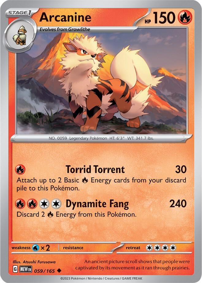 [Reverse Holo] MEW 059/165 Arcanine U