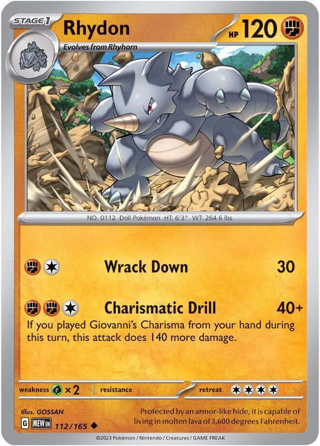 [Reverse Holo] MEW 112/165 Rhydon U