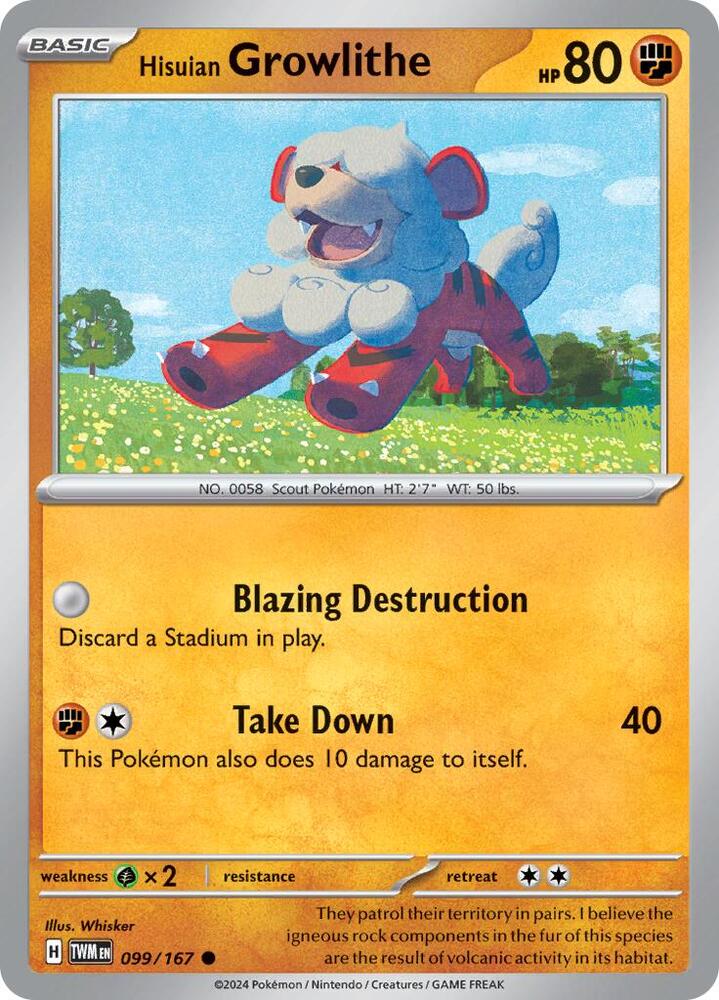 [Reverse Holo] TWM 099/167 Hisuian Growlithe C