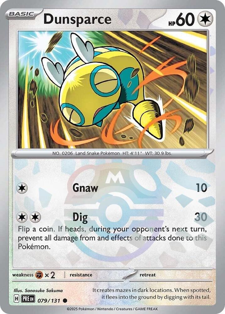 [Reverse Holo - Master Ball] PRE 079/131 Dunsparce C