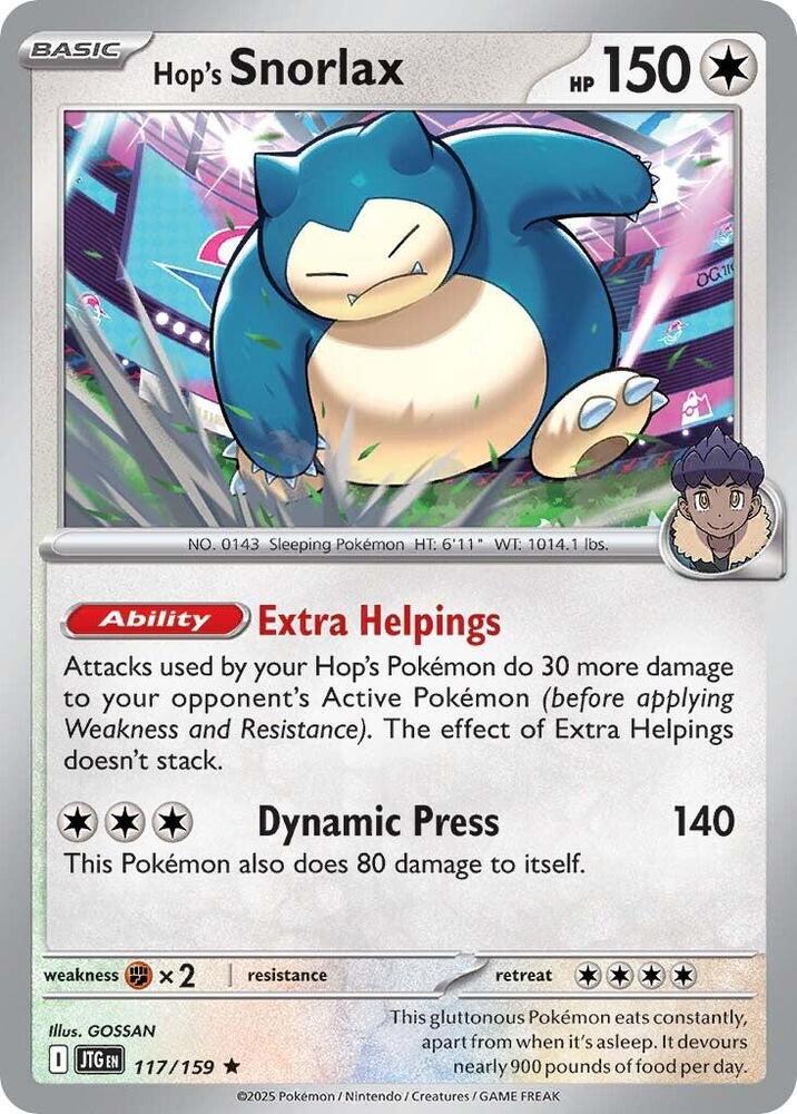 [Reverse Holo] JTG 117/159 Hop's Snorlax R