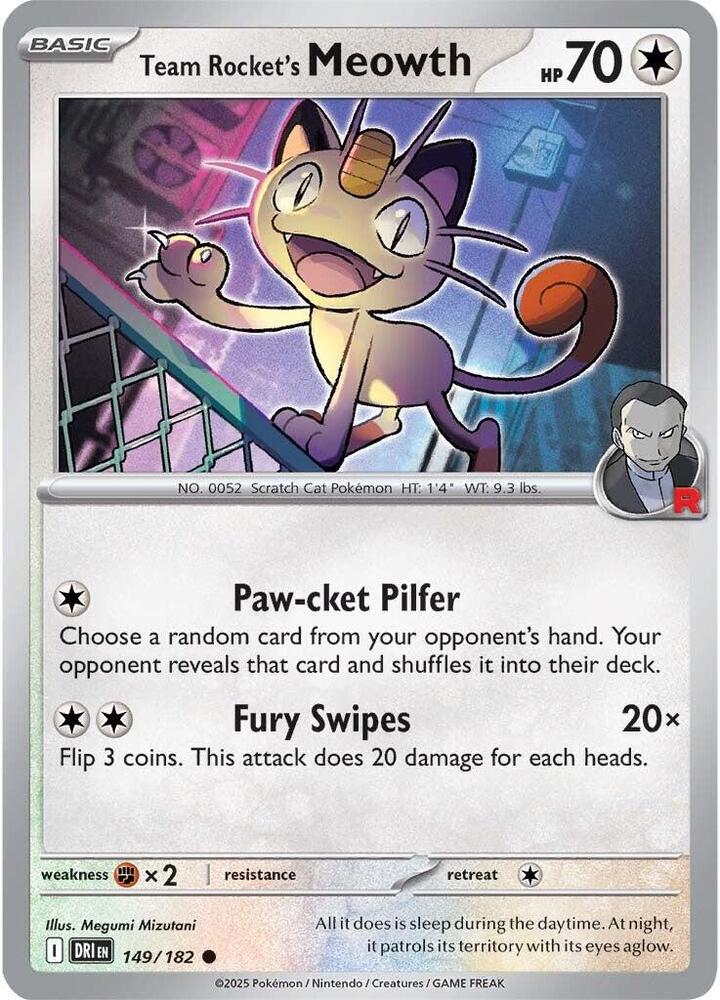 [Reverse Holo] DRI 149/182 Team Rocket's Meowth C