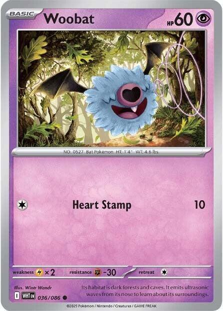 [Reverse Holo - Poke Ball] WHT 036/086 Woobat C