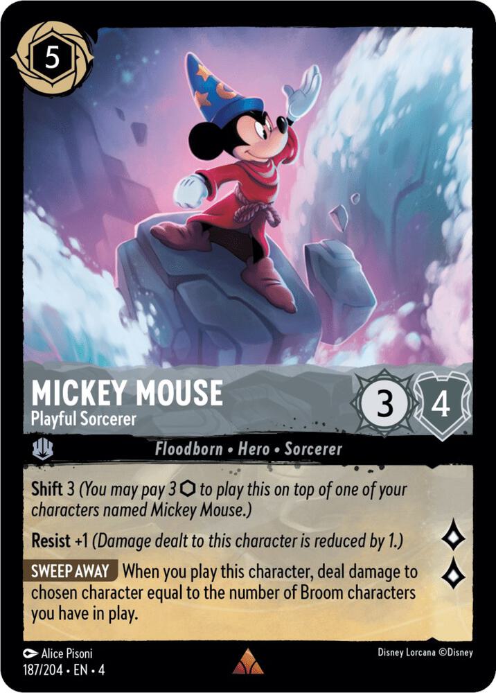 [Foil] Set 4 187/204 Mickey Mouse - Playful Sorcerer R