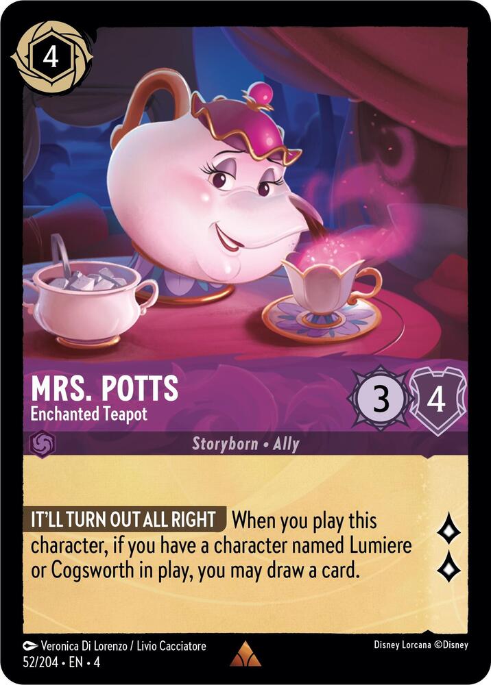 [Foil] Set 4 052/204 Mrs. Potts - Enchanted Teapot R