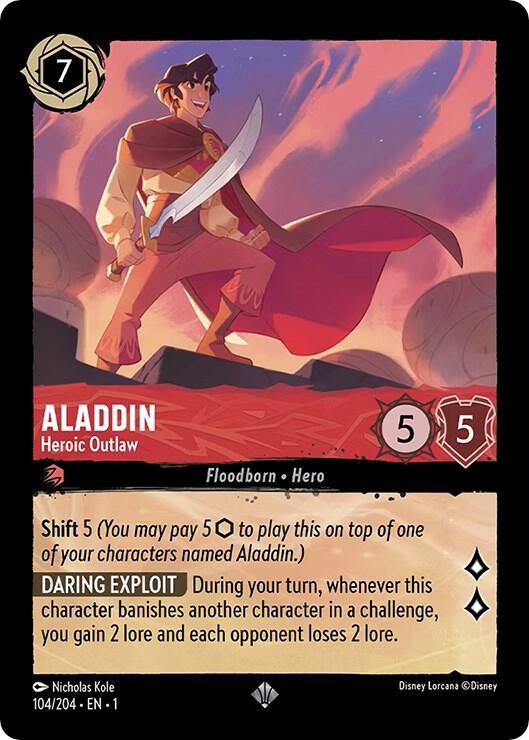 [Foil] Set 1 104/204 Aladdin - Heroic Outlaw SR