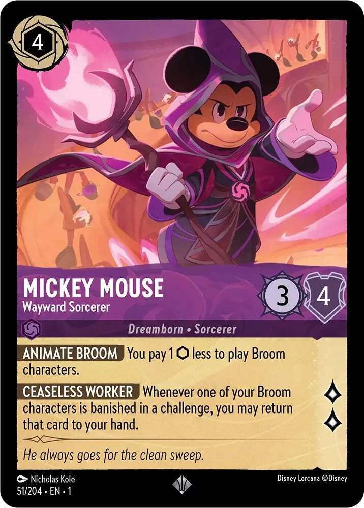 [Foil] Set 1 051/204 Mickey Mouse - Wayward Sorcerer SR