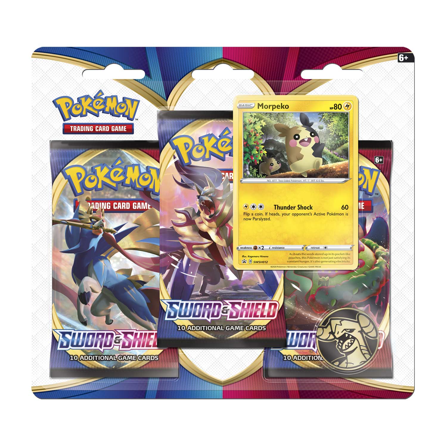 Pokemon TCG 美版 Sword & Shield SS1「Sword & Shield」3 Booster Blister - Morpeko
