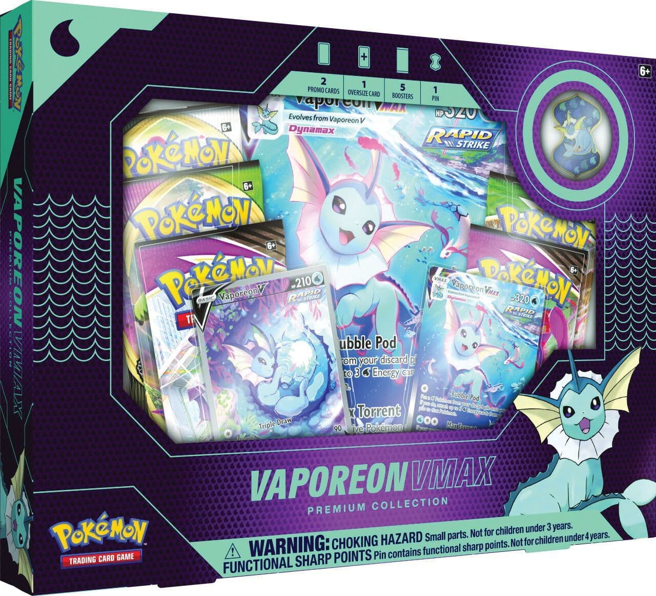 Pokemon TCG 美版 Sword & Shield Eevee VMAX Premium Collection [UK Version] - Vaporeon V