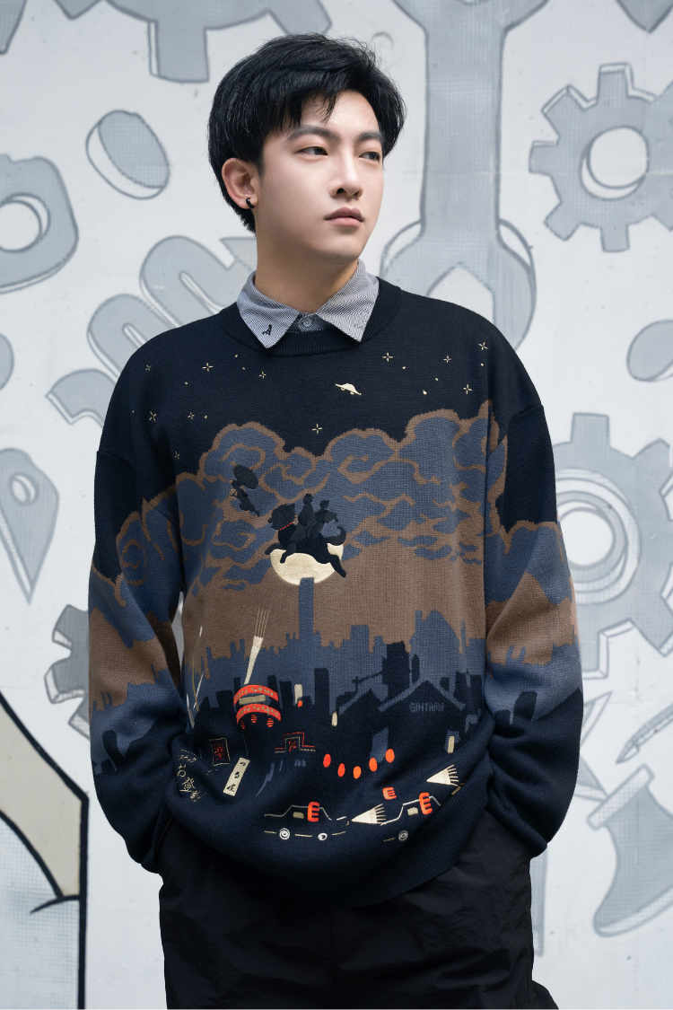 Gintama - The Roar of the Sleepless Kabuki-City Night Sky Sweater