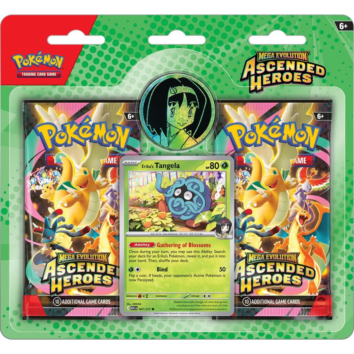 Pokemon TCG 美版 Mega Evolution ME2.5「Ascended Heroes」2-Pack Blister (Erika's Tangela)