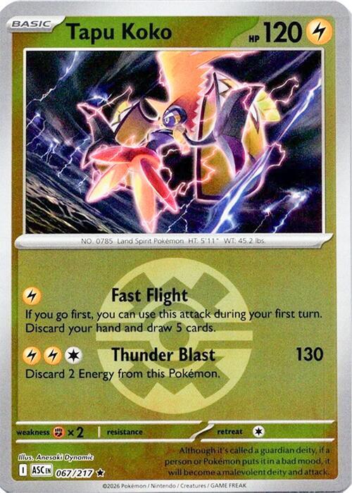 [Reverse Holo - Quick Ball] ASC 067/217 Tapu Koko R