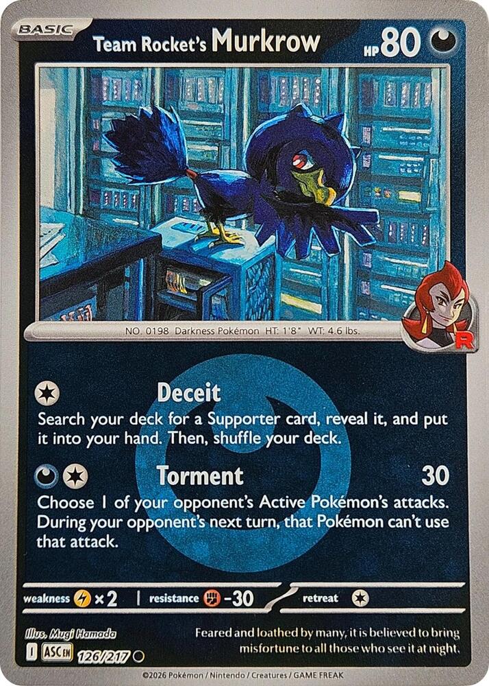 [Reverse Holo - Energy Symbol Pattern] ASC 126/217 Team Rocket's Murkrow C