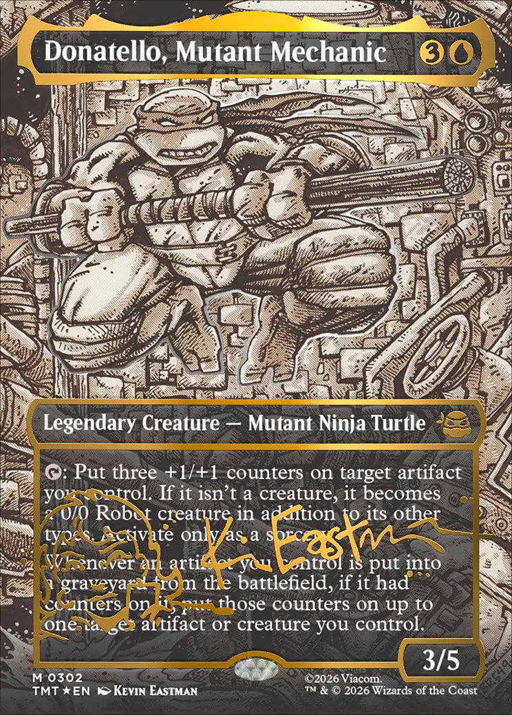 [Foil] TMT 302 Donatello, Mutant Mechanic (0302 - Borderless Signature Foil) M