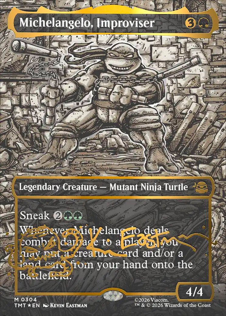 [Foil] TMT 304 Michelangelo, Improviser (0304 - Borderless Signature Foil) M