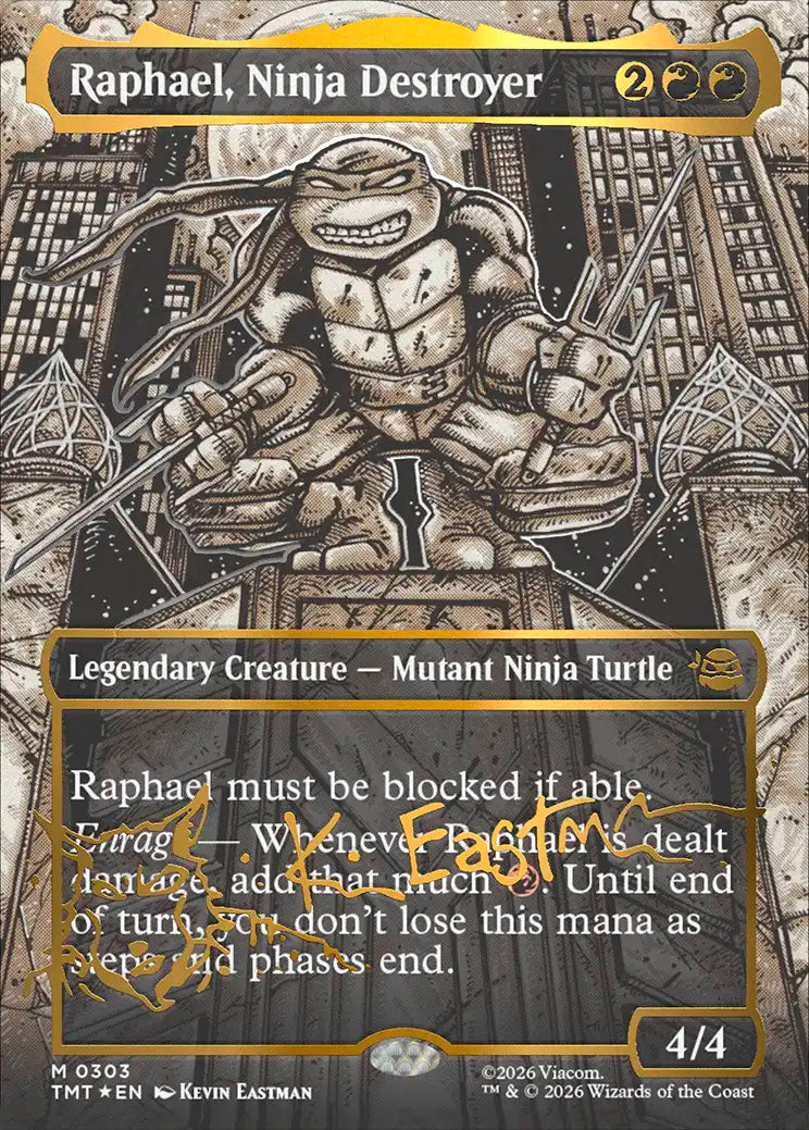 [Foil] TMT 303 Raphael, Ninja Destroyer (0303 - Borderless Signature Foil) M