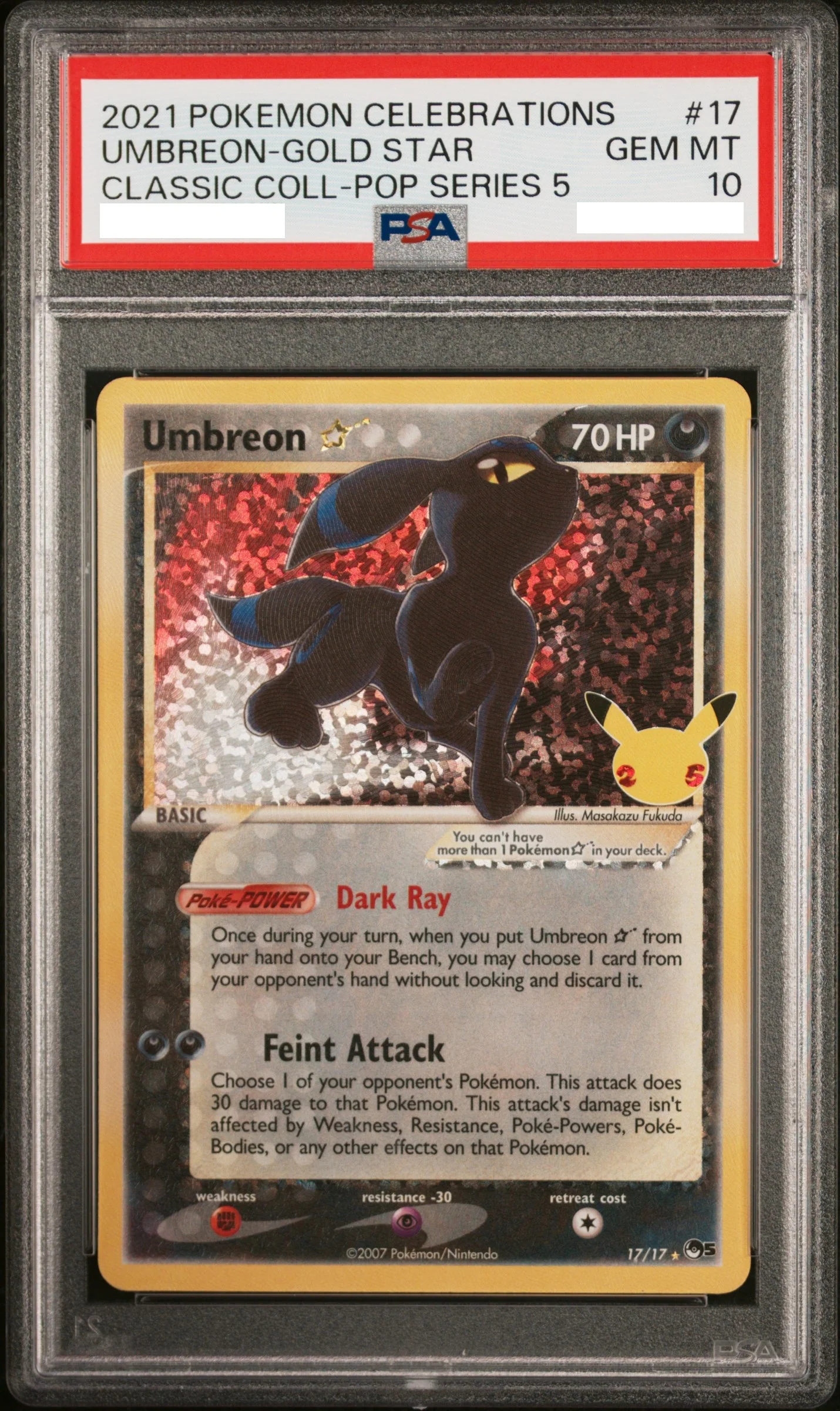 [PSA 10] 2021 Pokemon CELPromo Celebrations Classic Collections 17 Umbreon - Gold Star