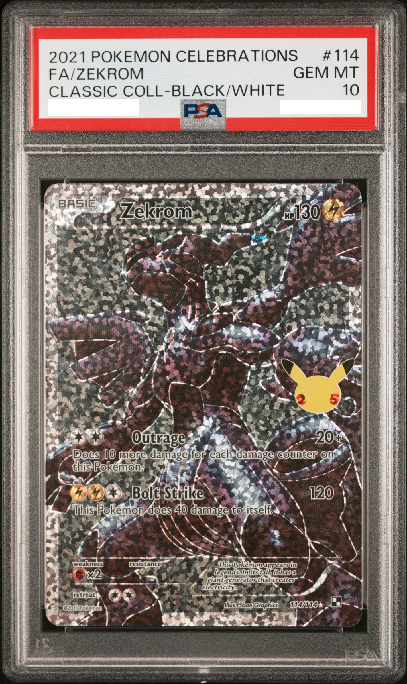 [PSA 10] 2021 Pokemon CELPromo Celebrations Classic Collections 114 FA/Zekrom